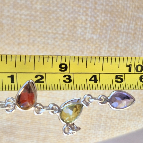 925 Sterling Silver Citrine Garnet Topaz Peridot  Necklace - Picture 6 of 6